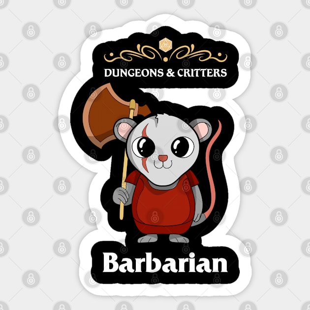 Critters Barbarian Fantasy Tabletop RPG Roleplaying D20 Gamer Sticker by TheBeardComic